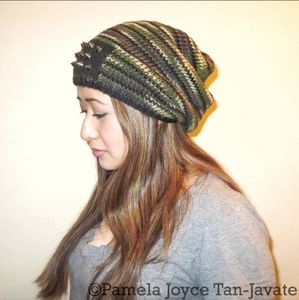 Studded Slouch Camo Beanie (Unisex) - XS/SM or MD/LG